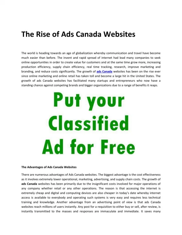 The Rise of Ads Canada Websites