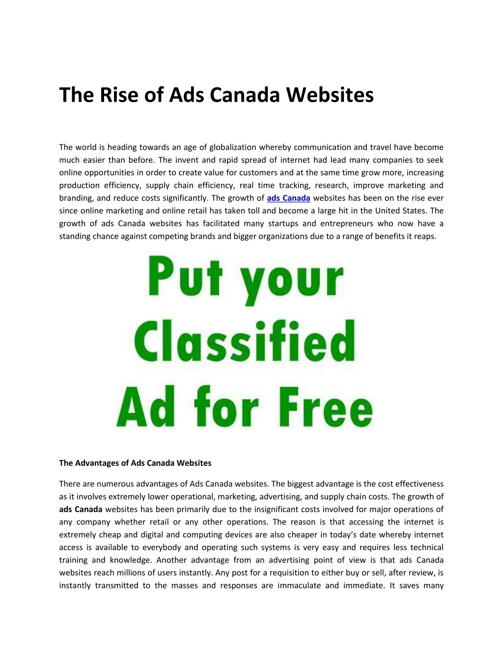 the rise of ads canada websites