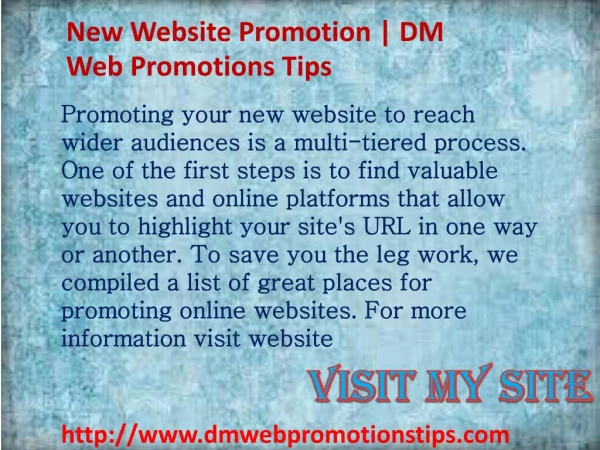 New Website Promotion | DM Web Promotions Tips