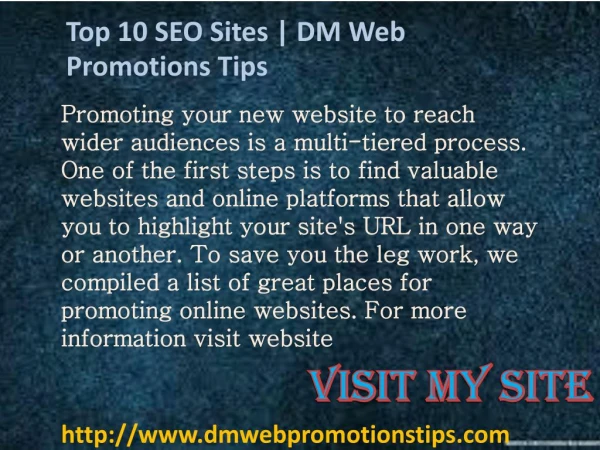 Top 10 SEO Sites | DM Web Promotions Tips