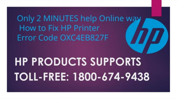 Support number HP Printer Error Code OXC4EB827F