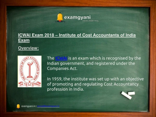 ICWAI Exam 2018: Application Form, Important Dates, Result, Syllabus