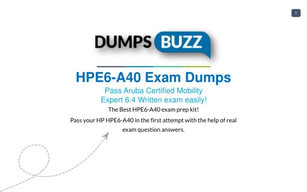 HPE6-A40 VCE Dumps - Helps You to Pass HP HPE6-A40 Exam