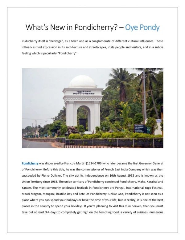 What's New in Pondicherry?