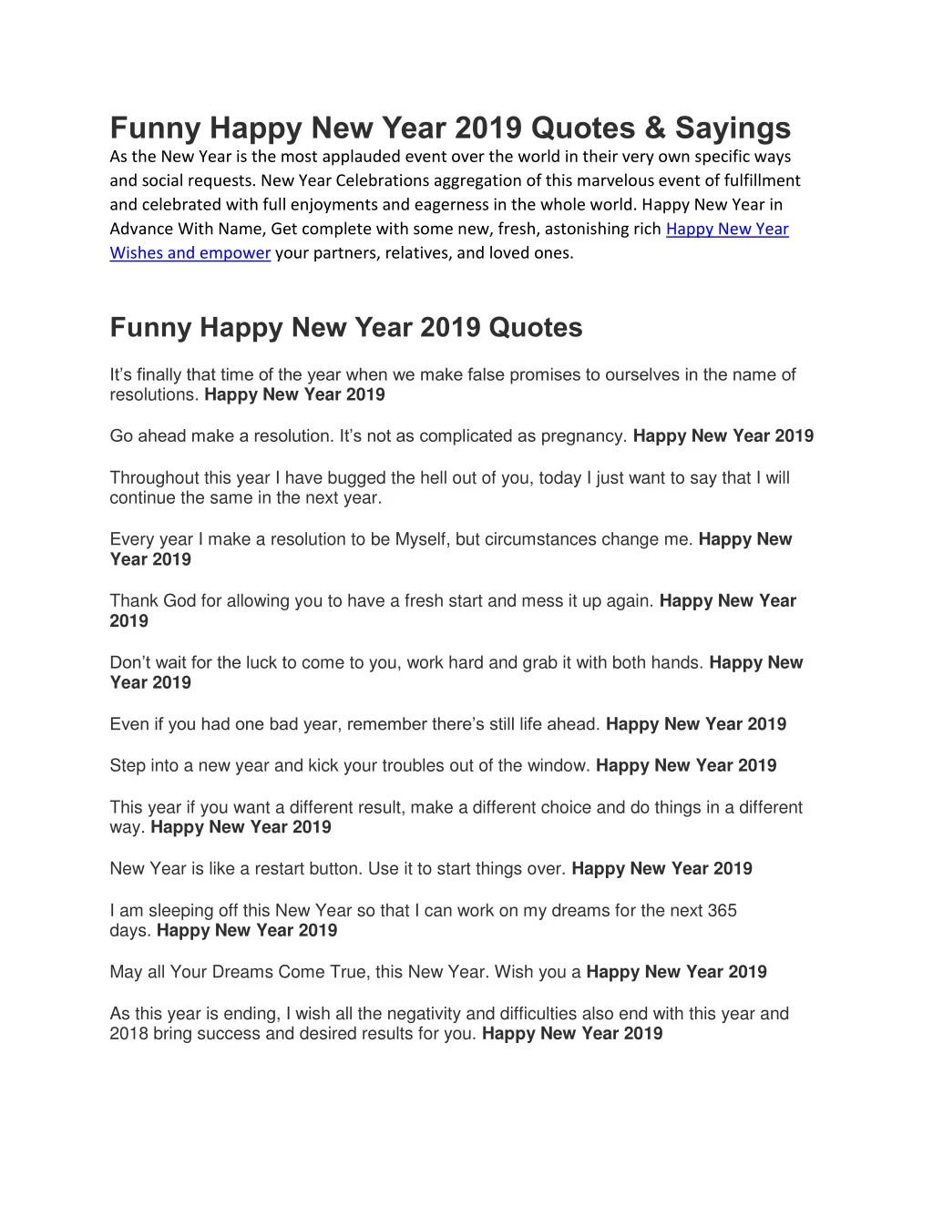 funny happy new year 2019 quotes sayings