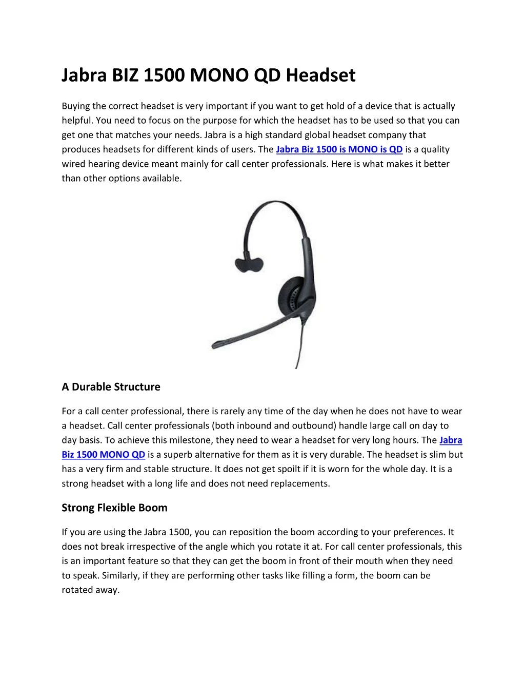 jabra biz 1500 mono qd headset
