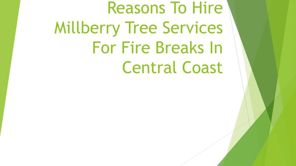 reasons to hire millberry tree services for fire breaks in central coast