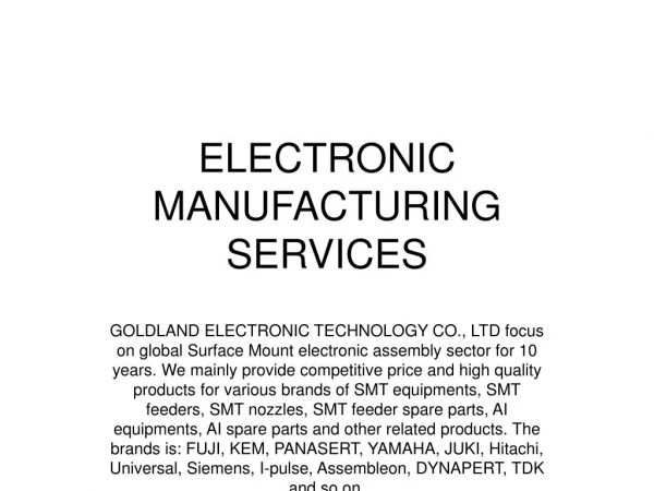 electronic contact manufacturing service