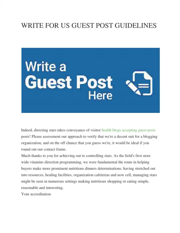 WRITE FOR US GUEST POST GUIDELINES