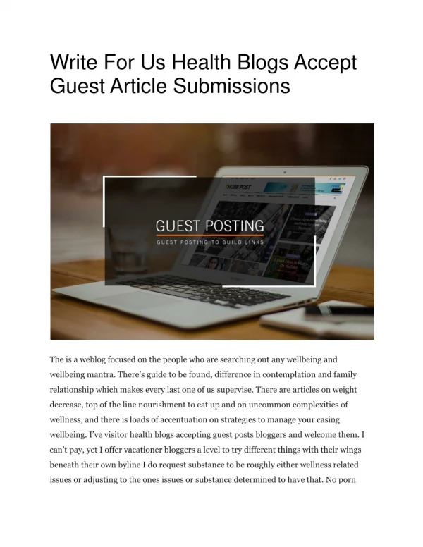 Write For Us Health Blogs Accept Guest Article Submissions