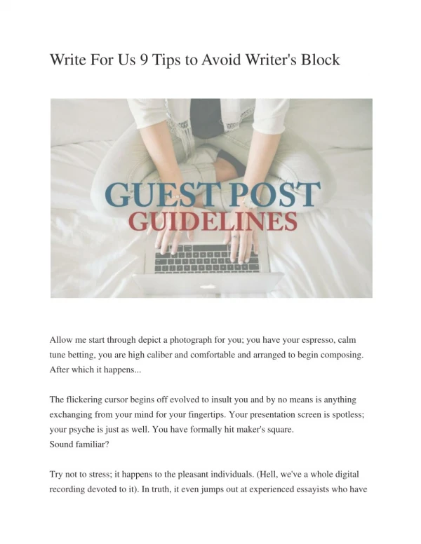 Write For Us 9 Tips to Avoid Writer's Block