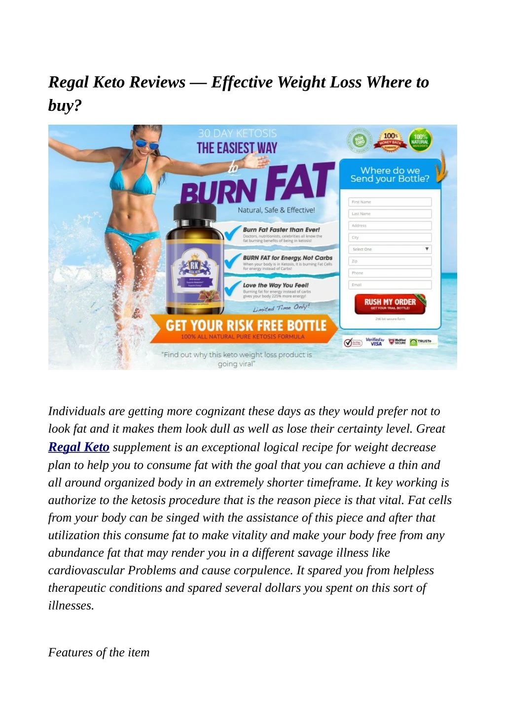 regal keto reviews effective weight loss where
