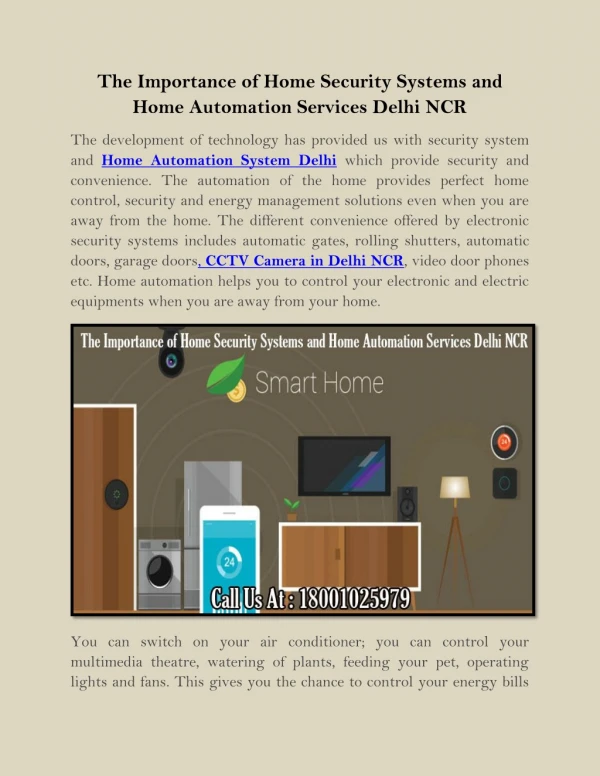 The Importance of Home Security Systems and Home Automation Services Delhi NCR