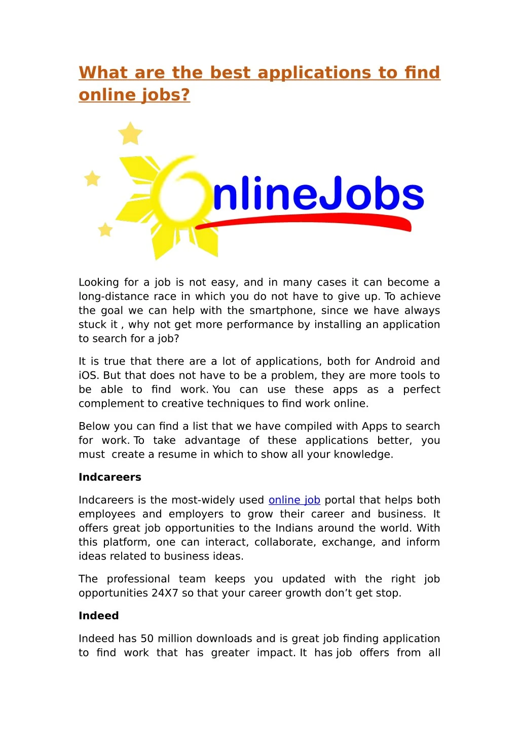 what are the best applications to find online jobs