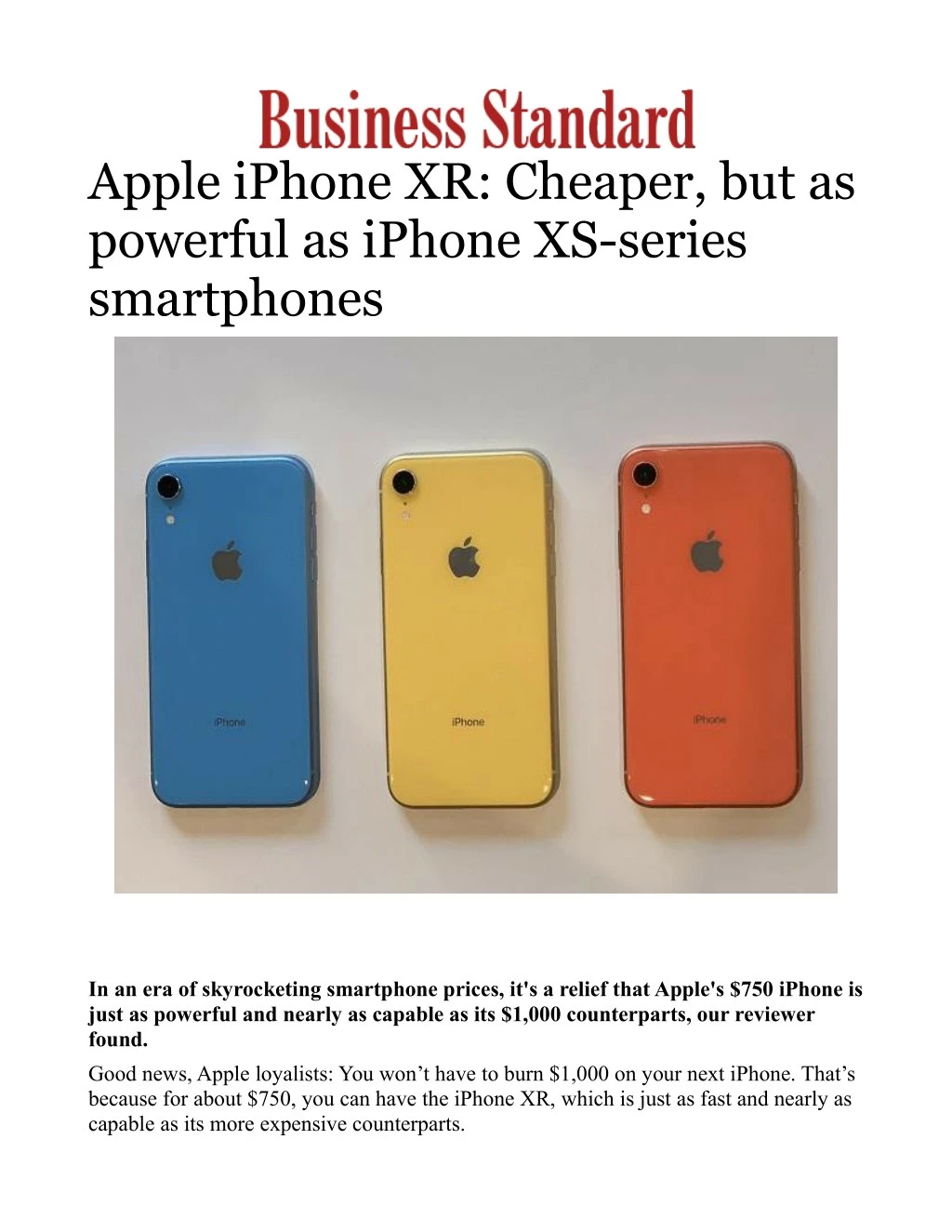 apple iphone xr cheaper but as powerful as iphone