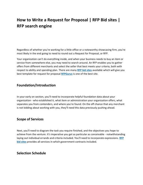 How to Write a Request for Proposal | RFP Bid sites | RFP search engine