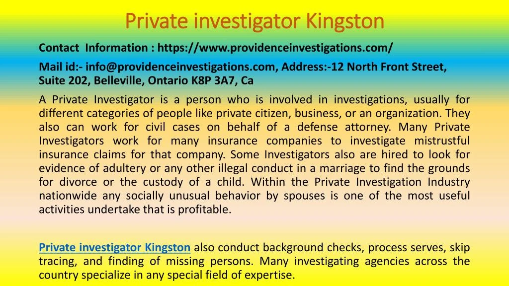 private investigator kingston