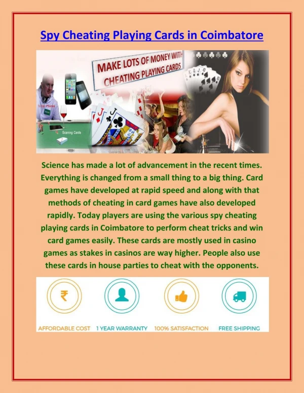 Advance Range of Spy Cheating Playing Cards in Coimbatore