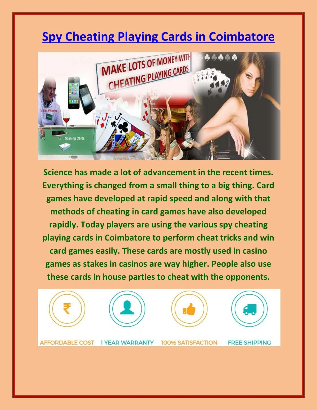 spy cheating playing cards in coimbatore