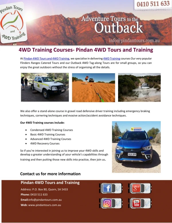 4WD Training Courses- Pindan 4WD Tours and Training