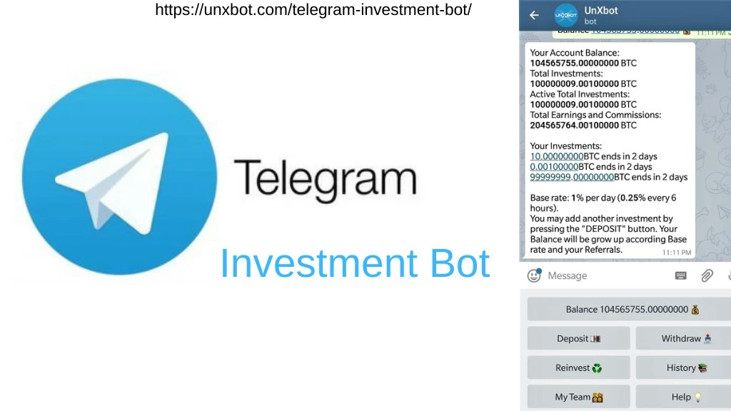 https unxbot com telegram investment bot