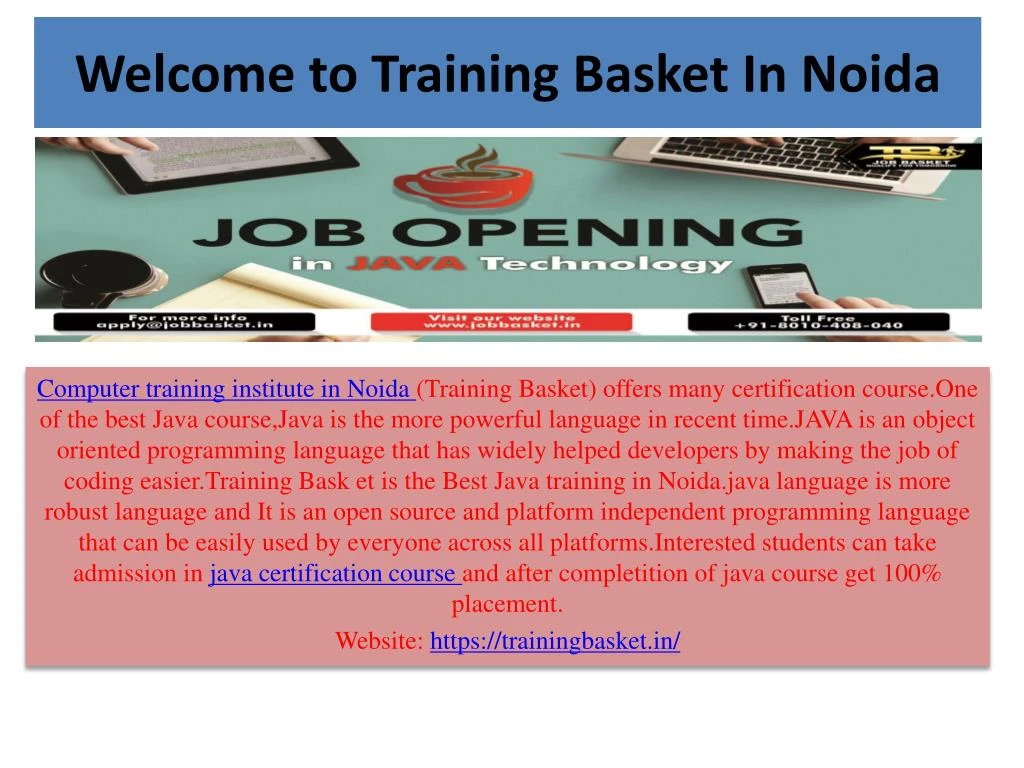 welcome to training basket in noida