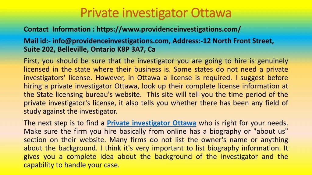 private investigator ottawa