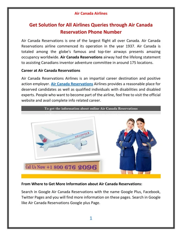 Air Canada Reservations- Resolve all Issues of Online Flight Reservations