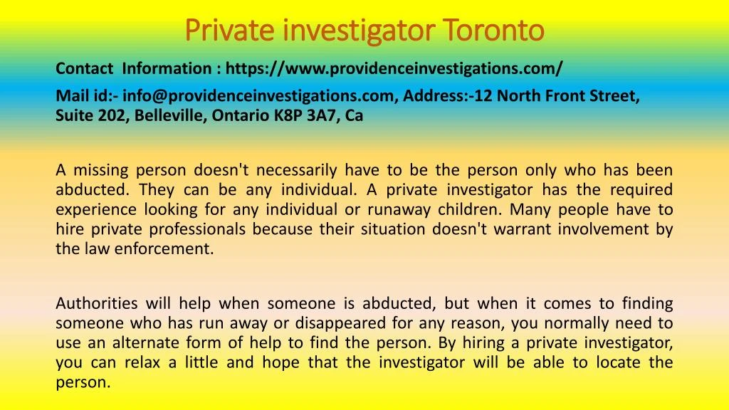 private investigator toronto