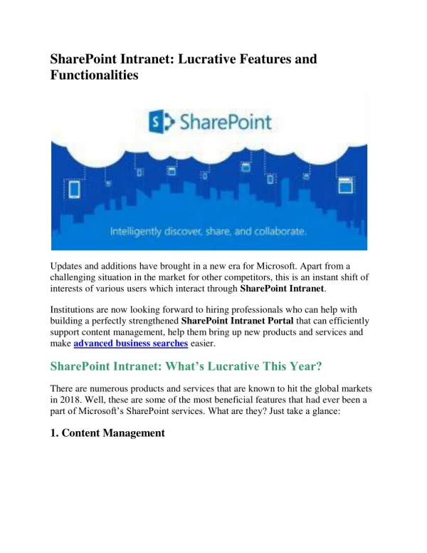 SharePoint Intranet: Lucrative Features and Functionalities