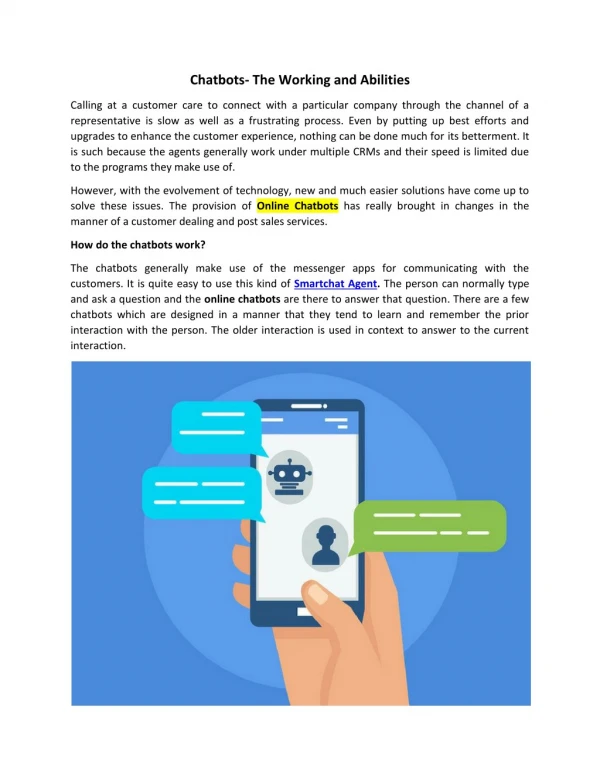 Chatbots – The Working and Abilities