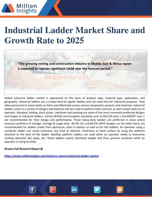 Industrial Ladder Market Share and Growth Rate to 2025