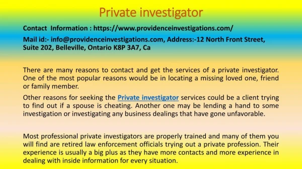 What a Private Investigator Can Do For You?