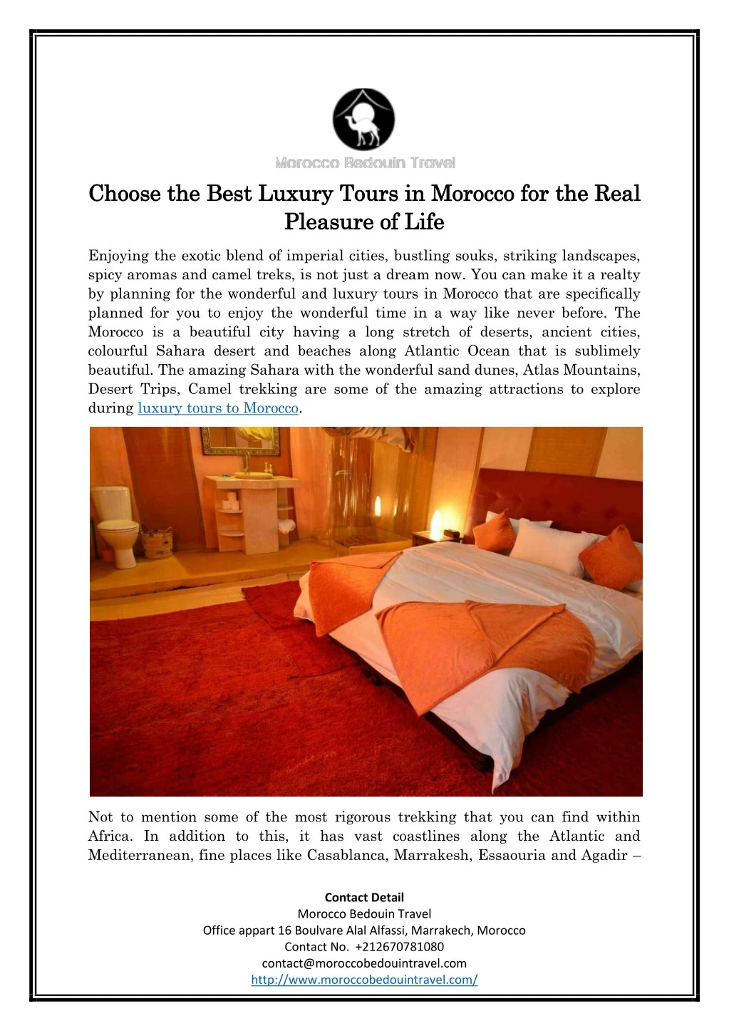 choose the best luxury tours in morocco