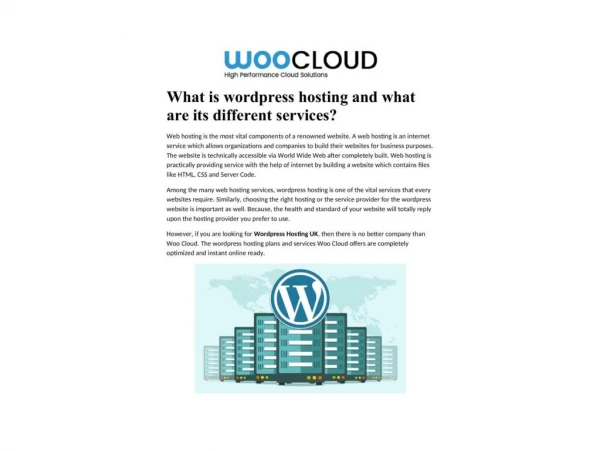 What is wordpress hosting and what are its different services?