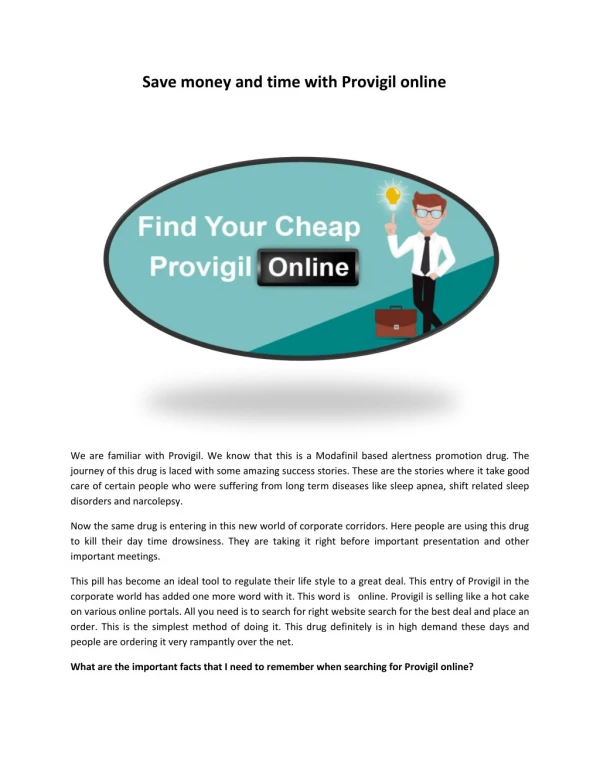 save money and time with provigil online