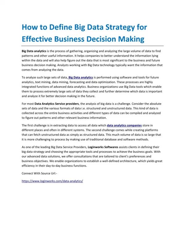 How to Define Big Data Strategy for Effective Business Decision Making
