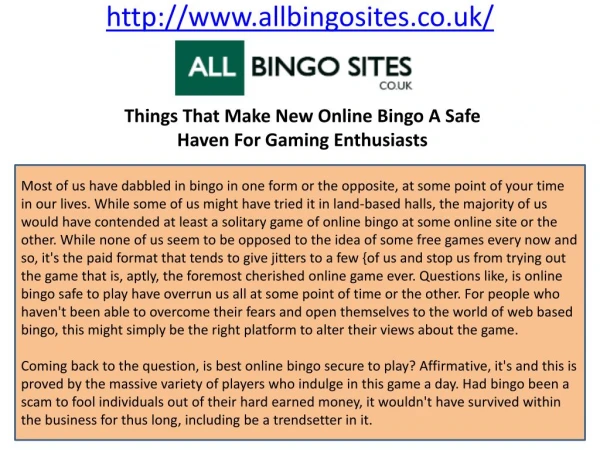 Things That Make New Online Bingo A Safe Haven For Gaming Enthusiasts