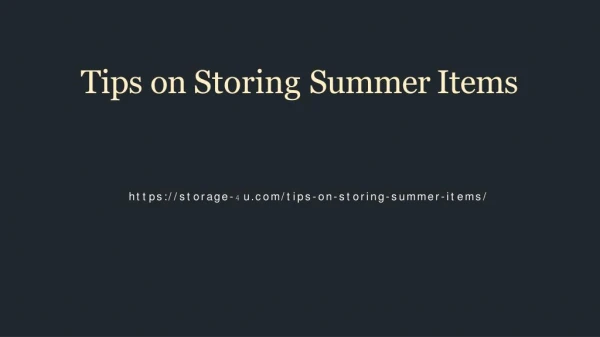 Tips on Storing Summer Items