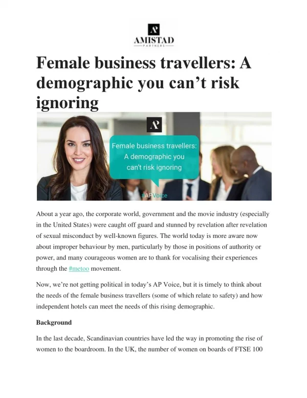 Female business travellers: A demographic you can’t risk ignoring