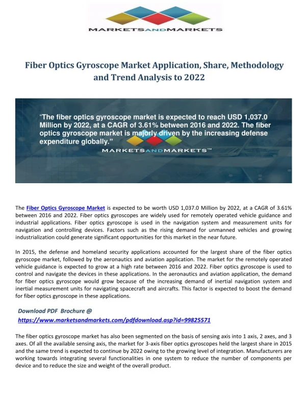 Fiber Optics Gyroscope Market Application, Share,Methodology and Trend Analysis to 2022