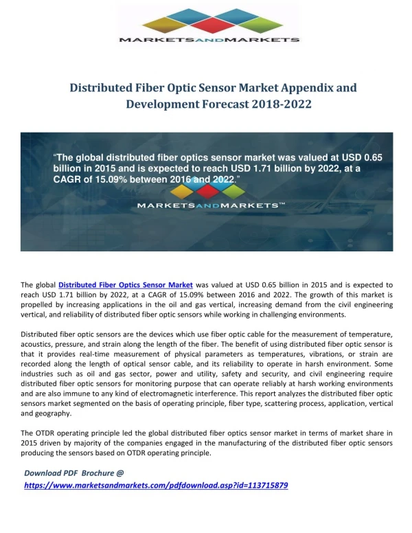 Distributed Fiber Optic Sensor Market Appendix and Development Forecast 2018-2022