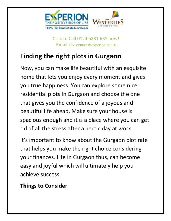 Finding the right plots in Gurgaon