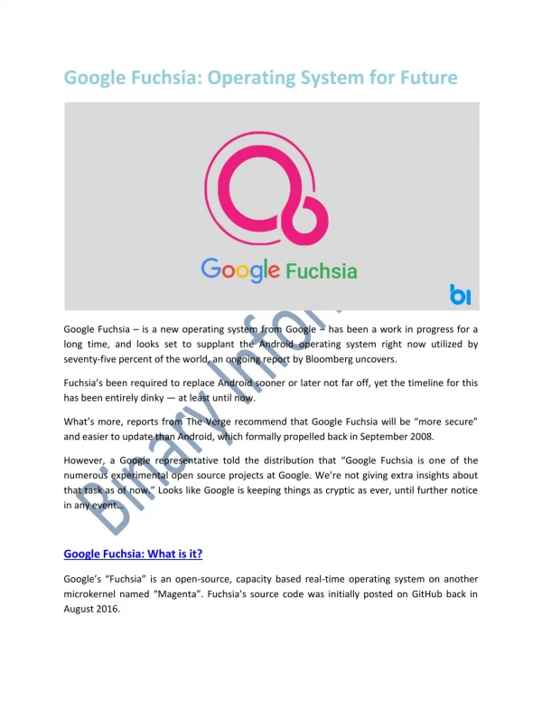 Google Fuchsia: Operating System for Future