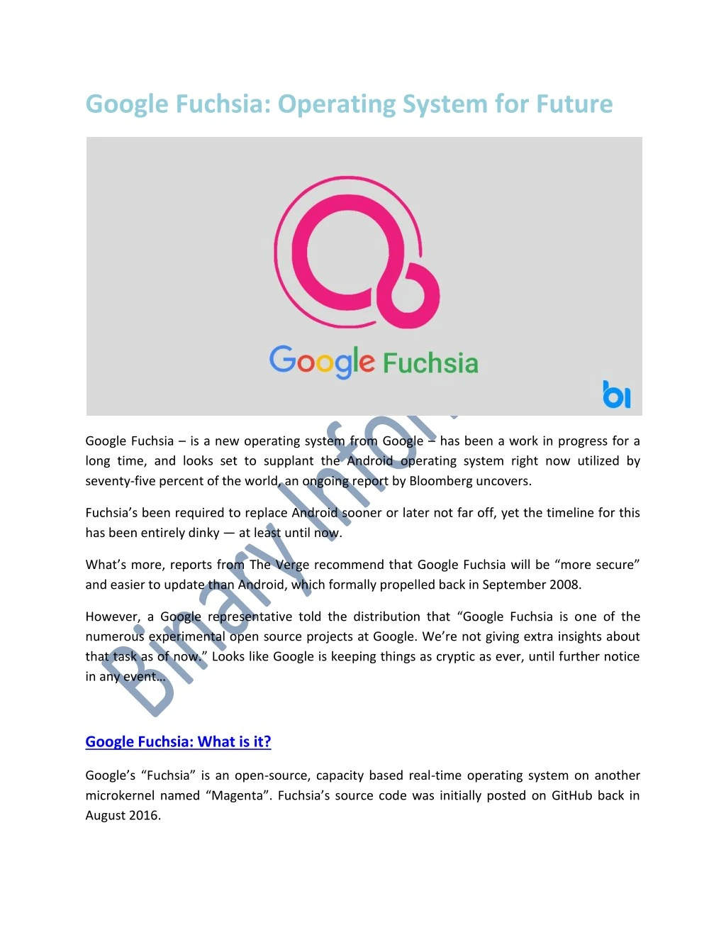 google fuchsia operating system for future