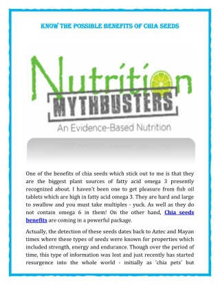 Know The Possible Benefits Of Chia Seeds - slide 1