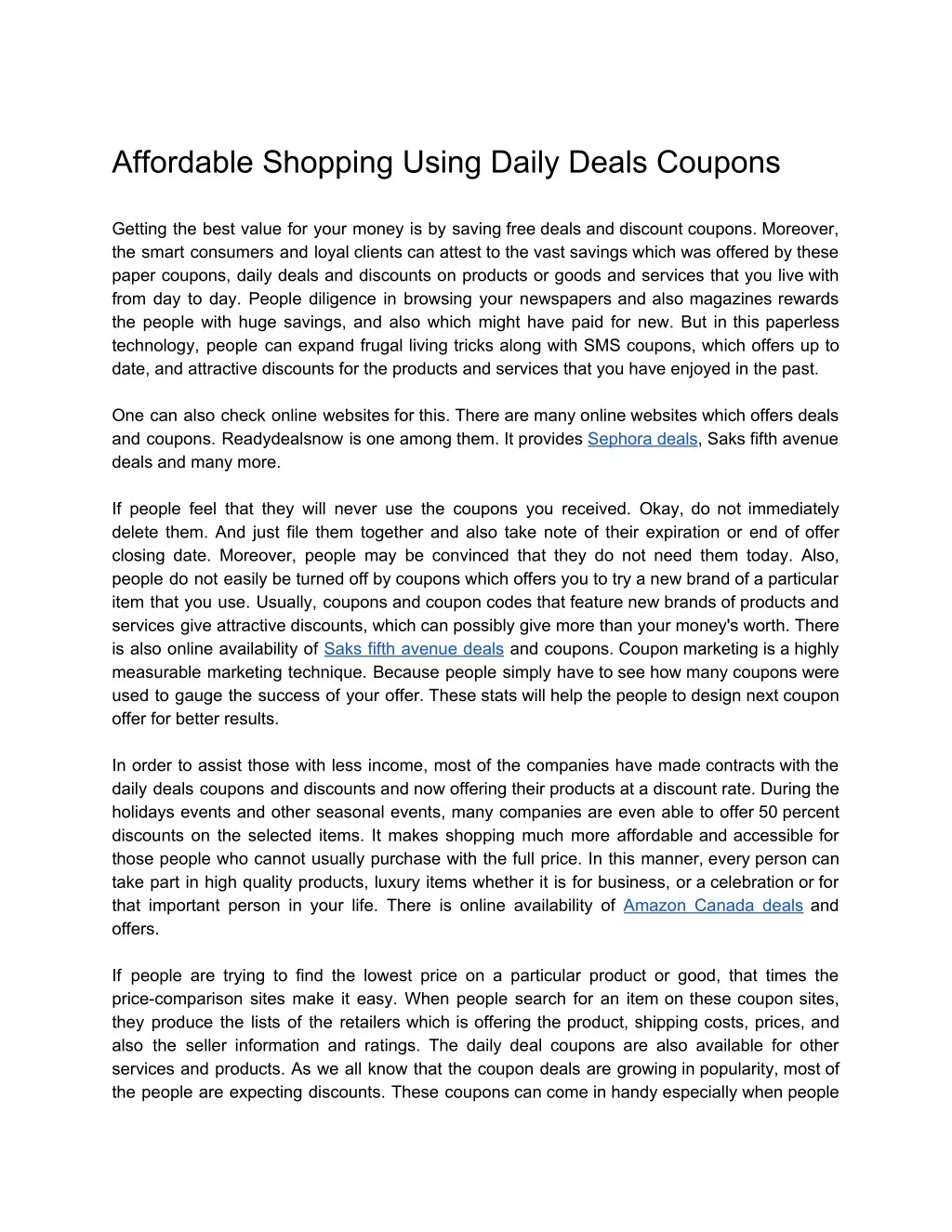 affordable shopping using daily deals coupons