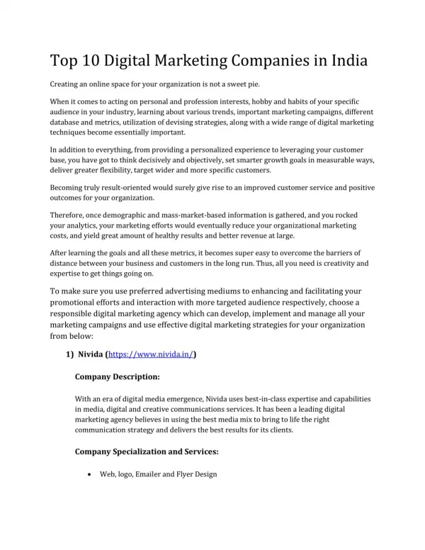 top 10 digital marketing companies in india