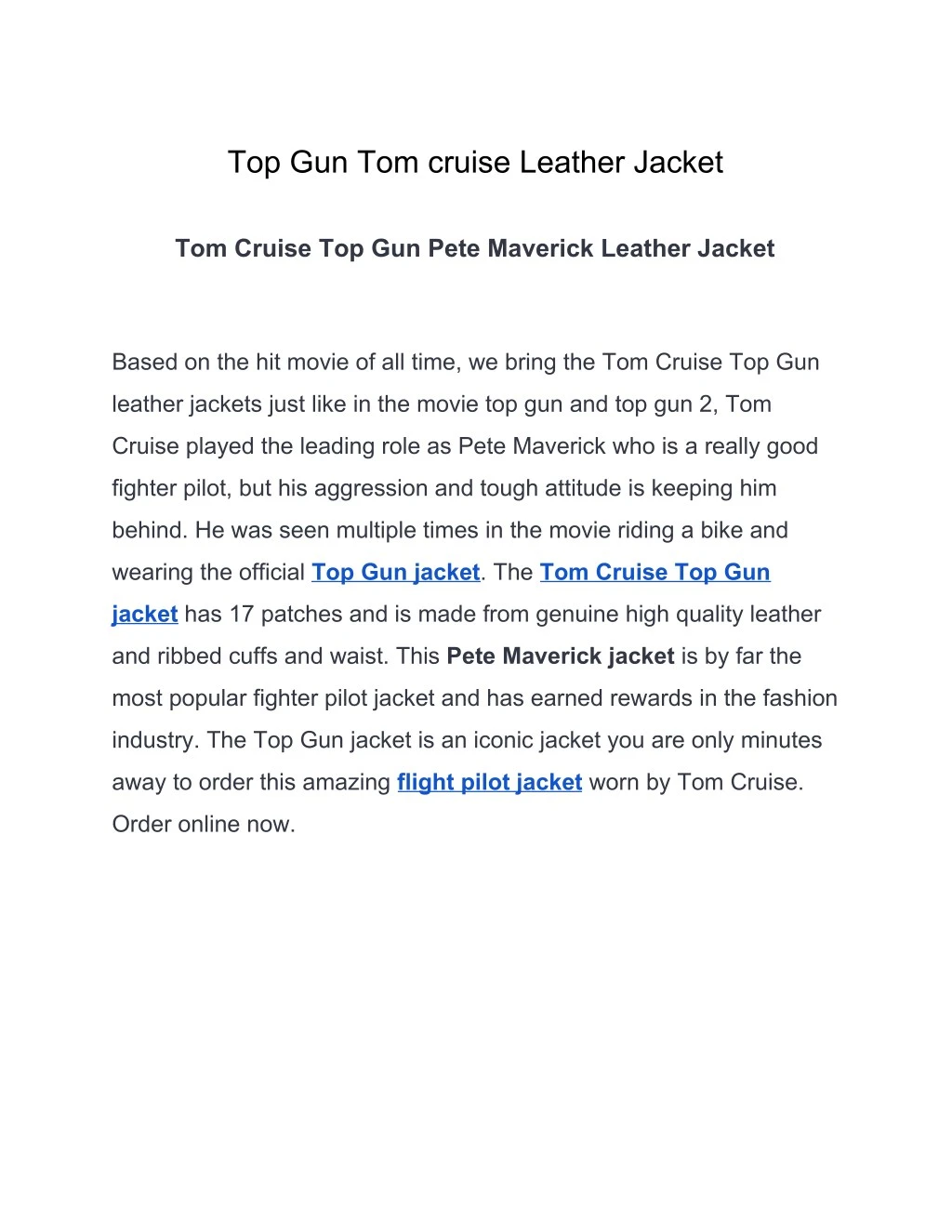 top gun tom cruise leather jacket