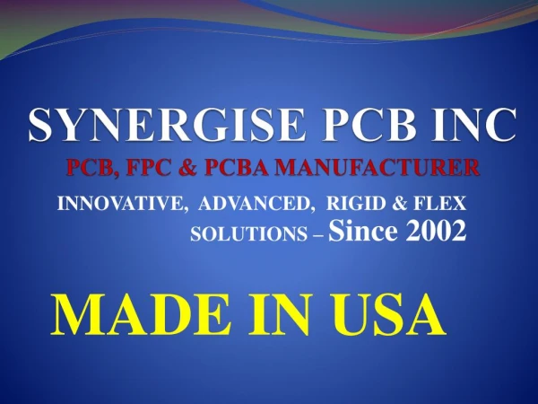 Synergise PCB Inc PCB, FPC & PCBA Manufacturer